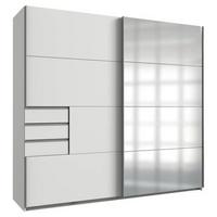 Schwebetürenschrank B: 225cm Saigon Weiß - Klar/Alufarben, KONVENTIONELL, Holzwerkstoff (225/210/64cm) - MID.YOU