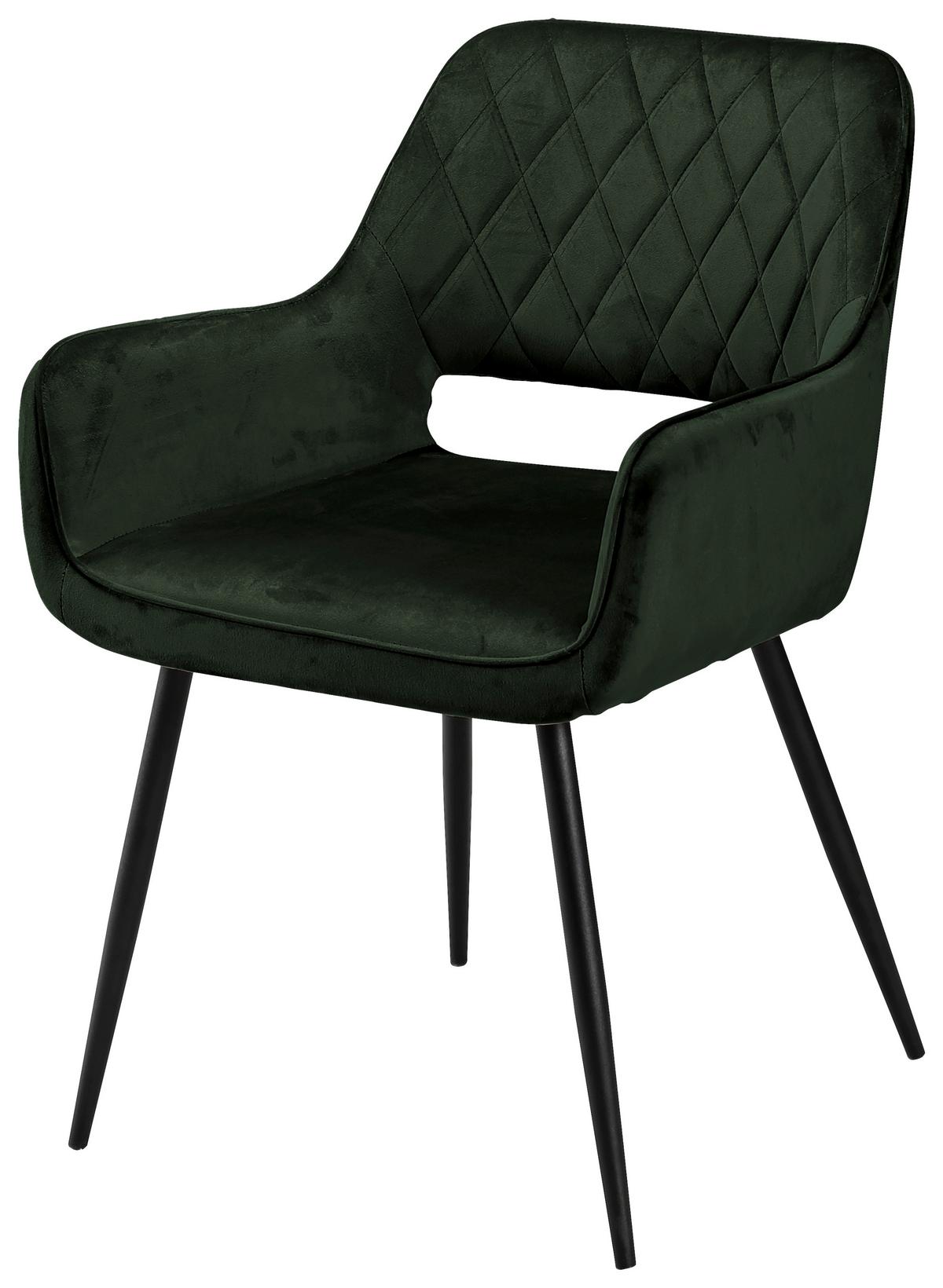 Židle s područkami SERAFINA tmavě zelená - tmavě zelená, Moderní, kov/dřevo (55/79/59cm) - Mömax