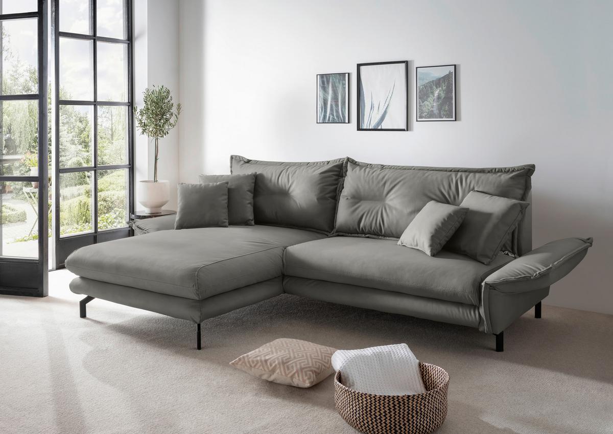 Ecksofa Lava Grau S: 180x255cm - Schwarz/Grau, MODERN, Textil (180/255cm) - Livetastic