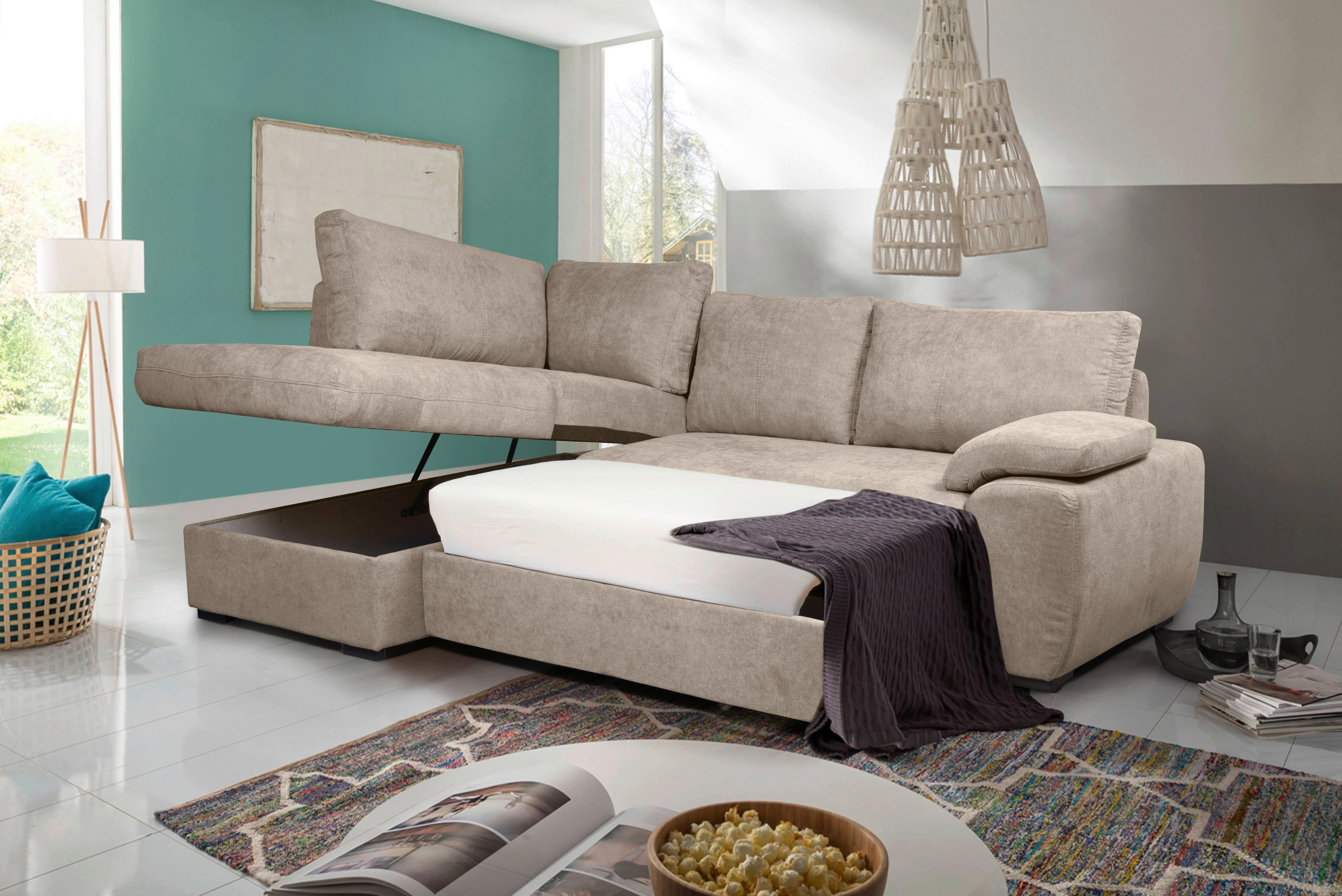 Rozkladacia sedacia súprava BYBLOS, ľavé prevedenie - svetlosivá/strieborná, Modern, textil/plast (170/240cm)