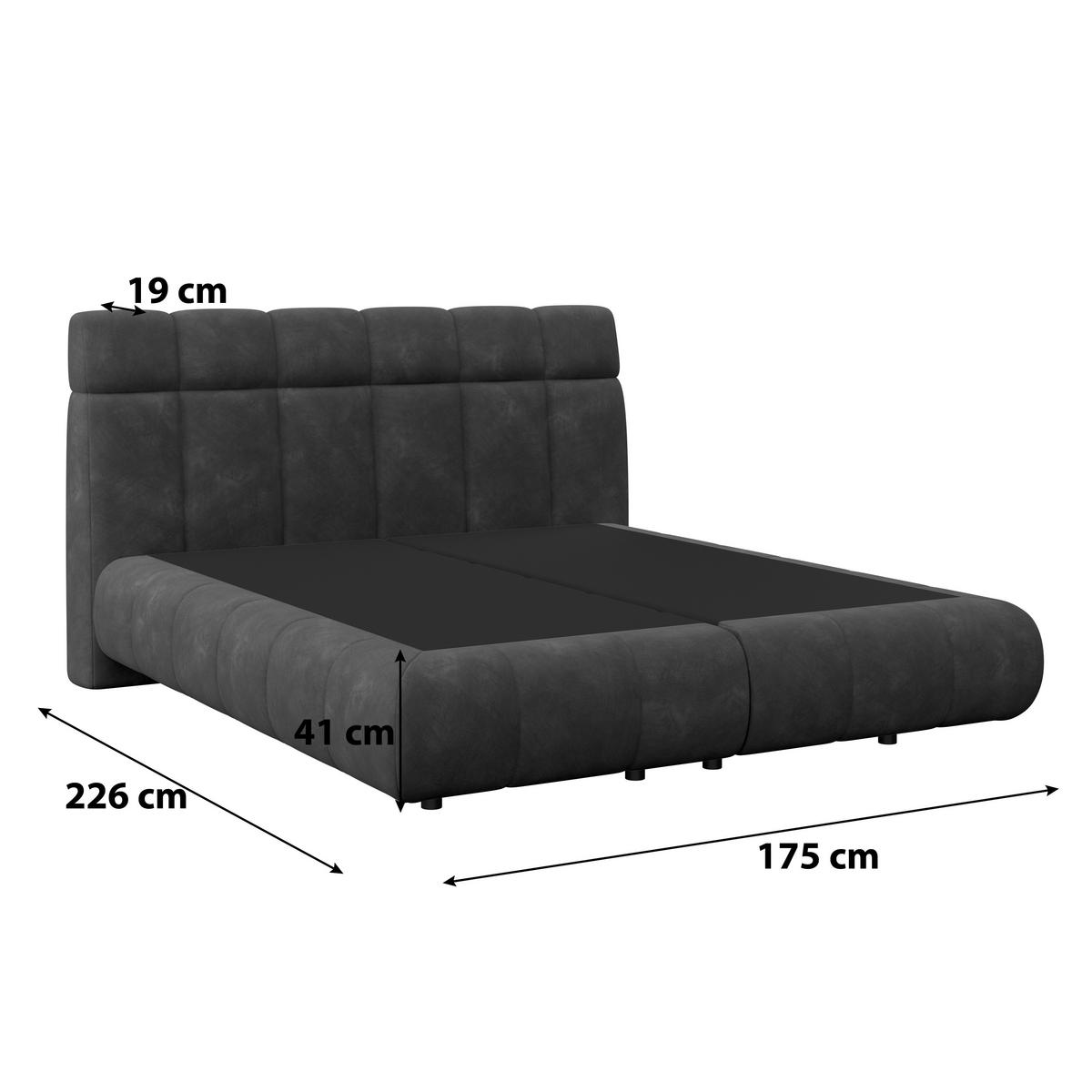 Boxspringbett Nobu o. Matratze Anthrazit, LF: 160x200 cm - Anthrazit/Schwarz, Trend, Holz/Textil (160/200cm)