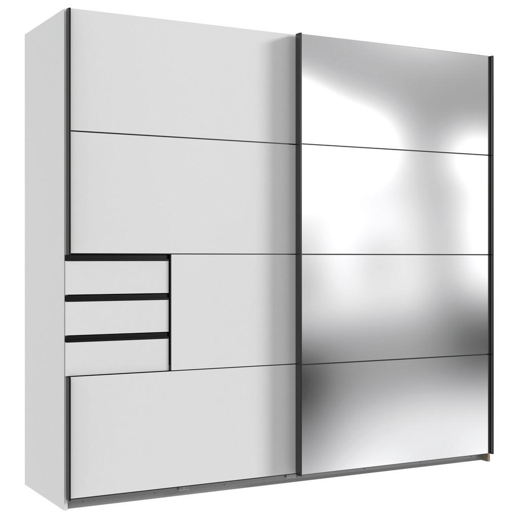 Schwebtürenschrank mit Spiegel 225cm Saigon Weiß