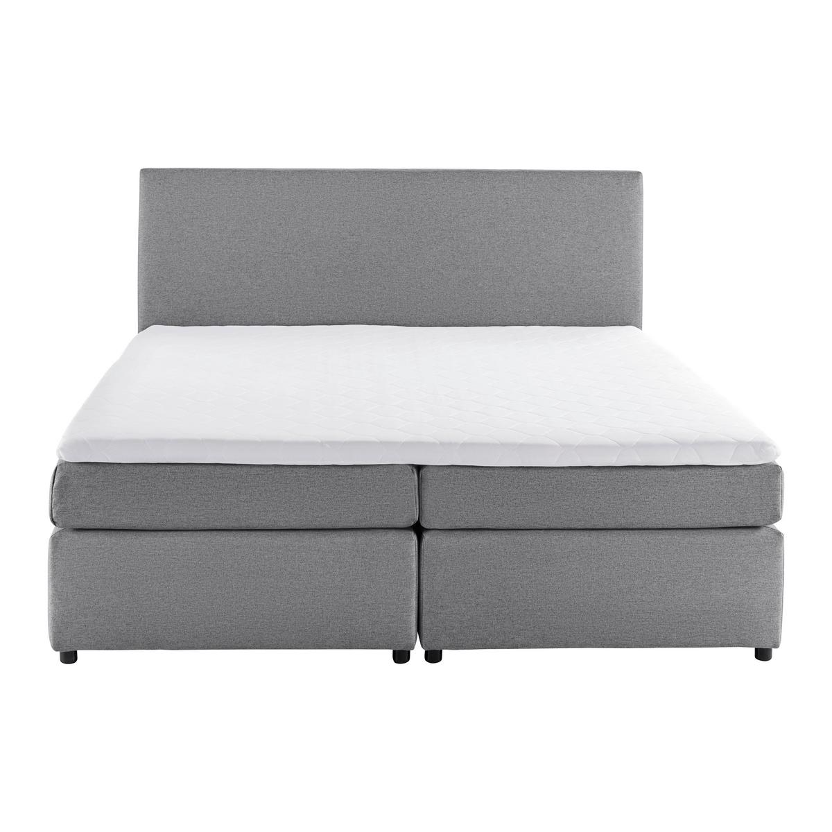 Postel boxpring s toperem, 180x200 cm, šedá - šedá/černá, Moderní, dřevo/textil (180/200cm) - Bessagi Home