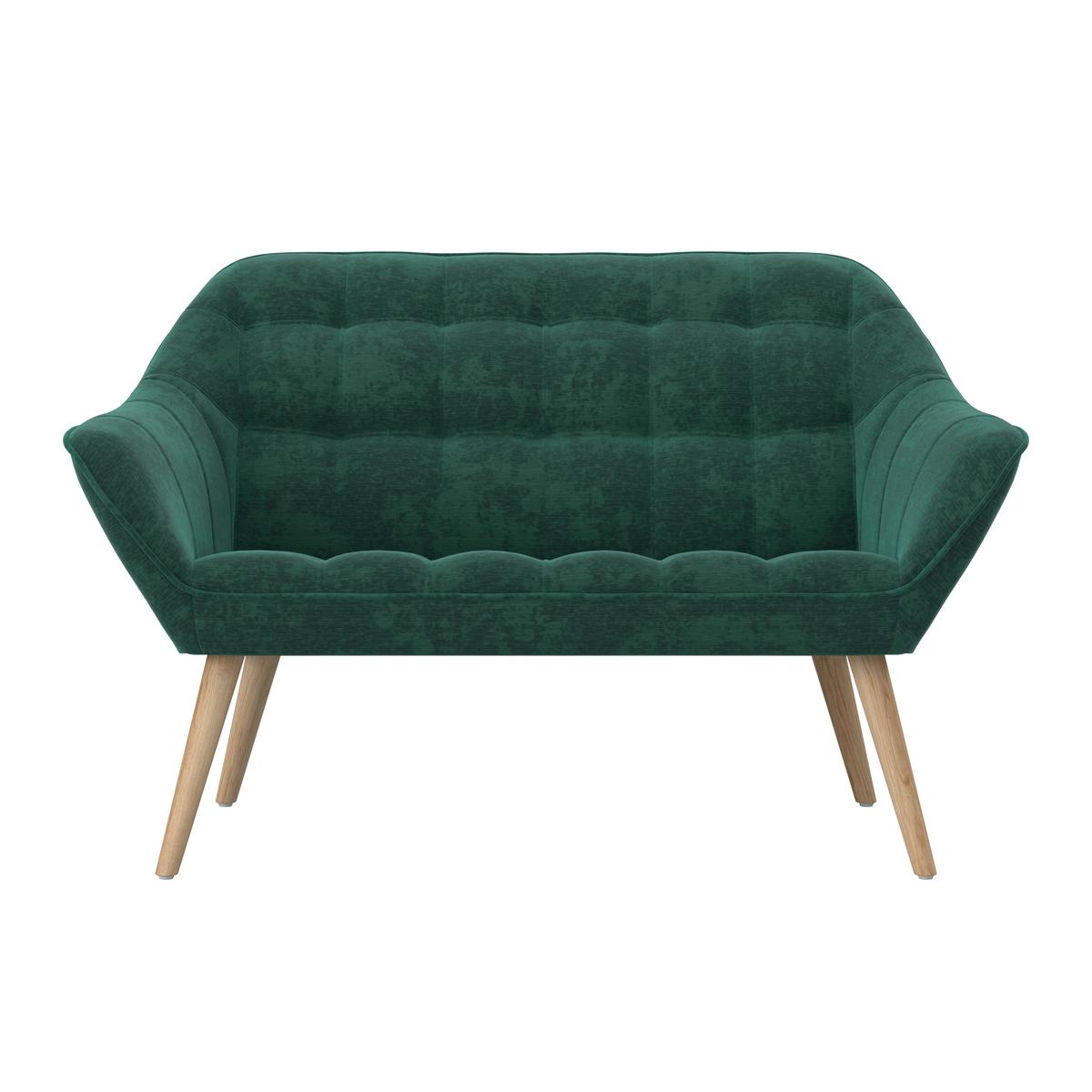 Dvoumístná pohovka MONIQUE, zelená - zelená/přírodní barvy, Moderní, kov/dřevo (126/74/76cm) - Bessagi Home
