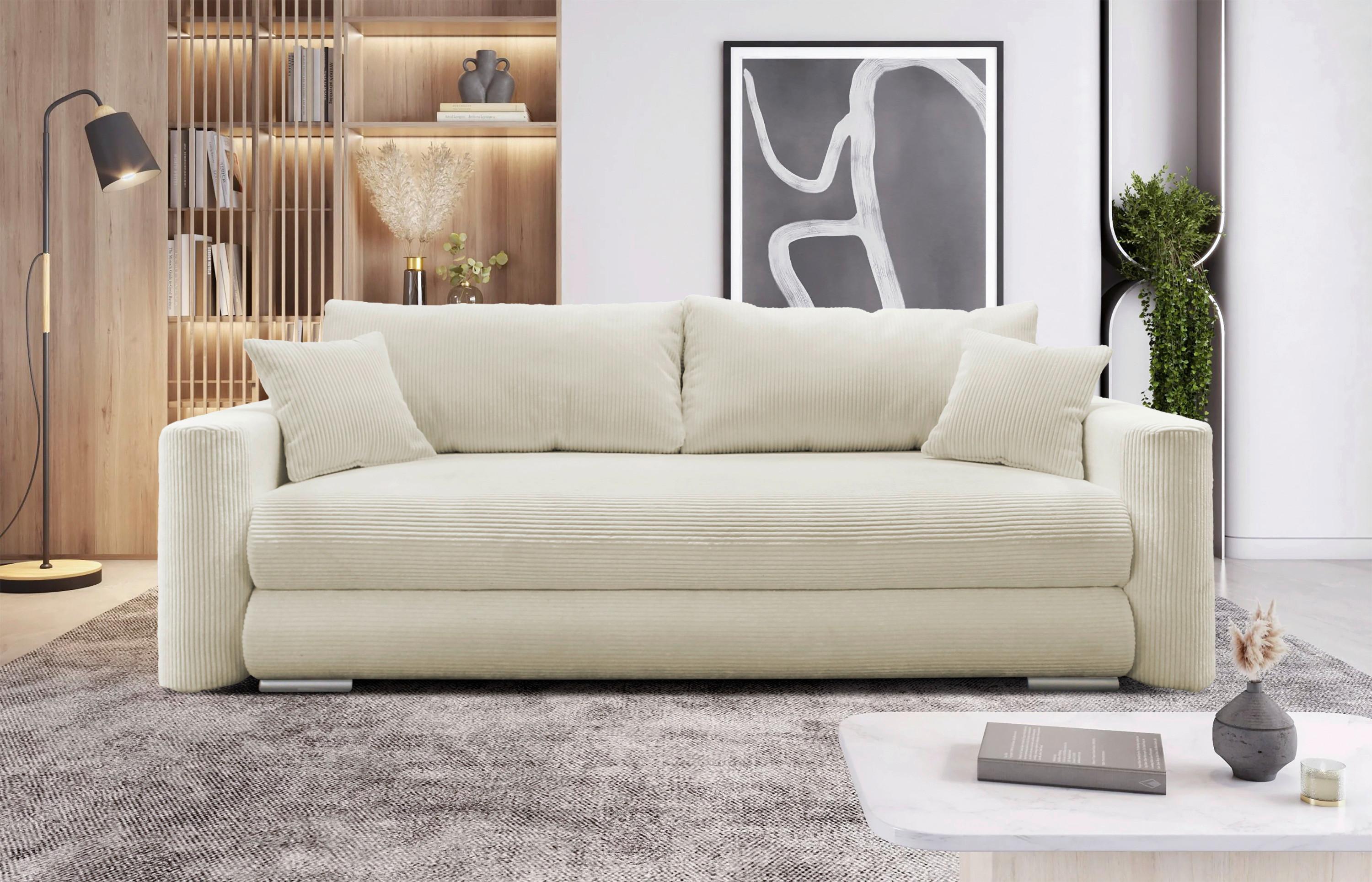Schlafsofa Ralf Beige B: 232 cm - Beige/Silberfarben, Design, Textil (232/88/105cm) - MID.YOU