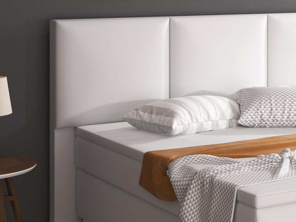 Boxspringbett Mit Topper Lederlook 180x200 Oslo - Silberfarben/Weiß, KONVENTIONELL, Leder/Textil (180/200cm) - MID.YOU