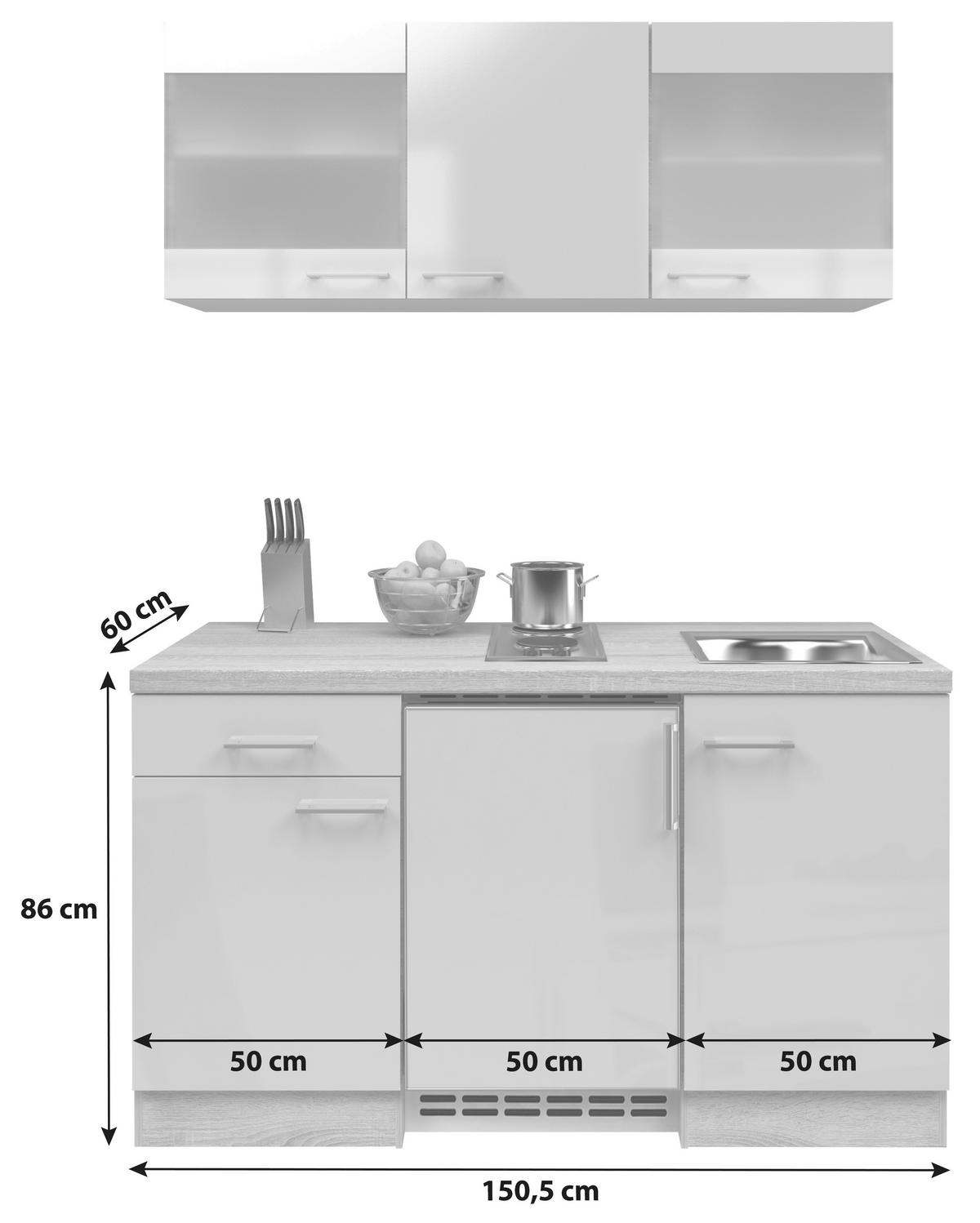 Minikuchyňa NEPAL vrátane spotrebičov a drezu - kašmírová/farba ušľachtilej ocele, Modern, kov/kompozitné drevo (150,5cm) - FlexWell