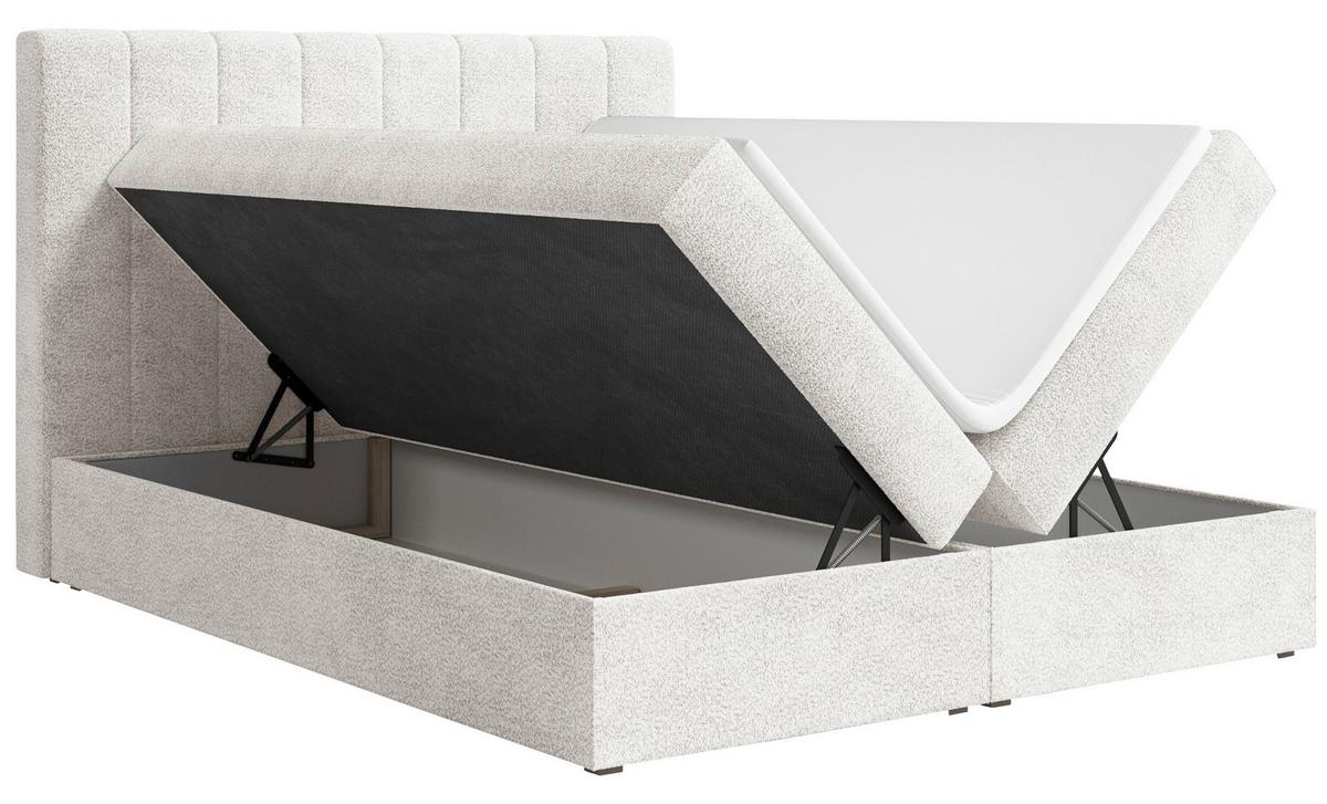 Boxbett Paris Lf: 160x200 Weiß/elfenbein - Elfenbein/Schwarz, MODERN, Holz/Kunststoff (160/200cm) - MID.YOU