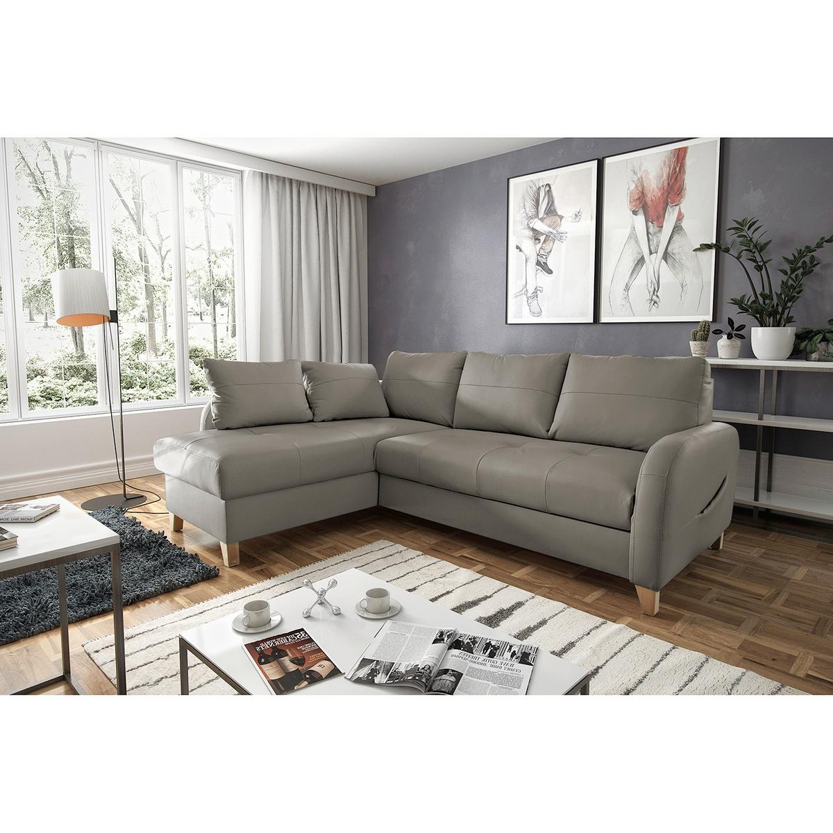 Ecksofa Compact Schlammfarben B: 168x227 Cm - Schlammfarben/Buchefarben, Design, Leder/Textil (168/227cm) - Livetastic
