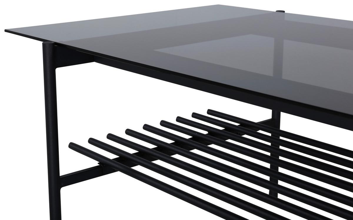Couchtisch Von Staf - Schwarz, Design, Glas/Metall (120/60/48cm) - Livetastic