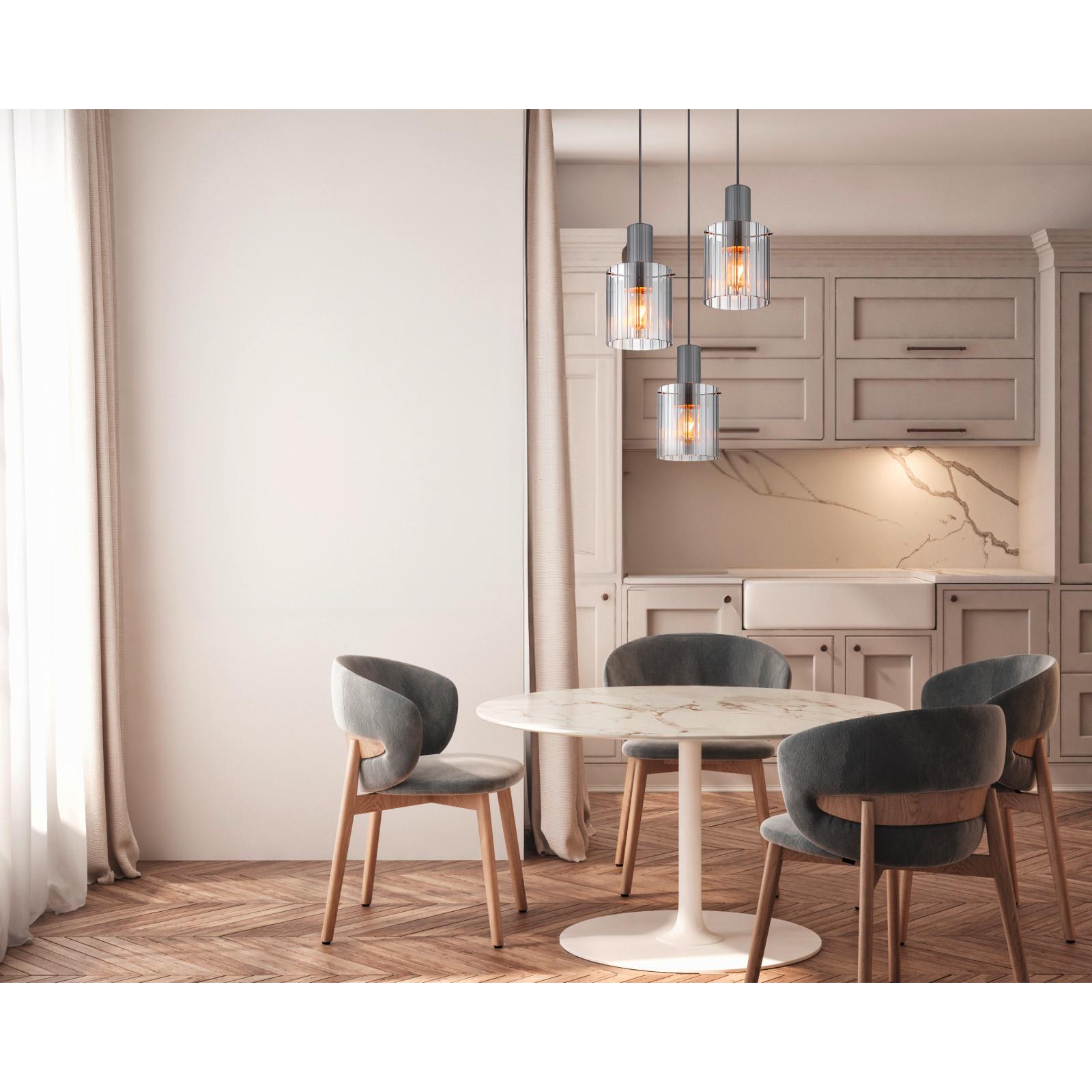 Hängeleuchte 15904-3hr - Dunkelgrau, Design, Glas/Metall (48/150cm) - Globo