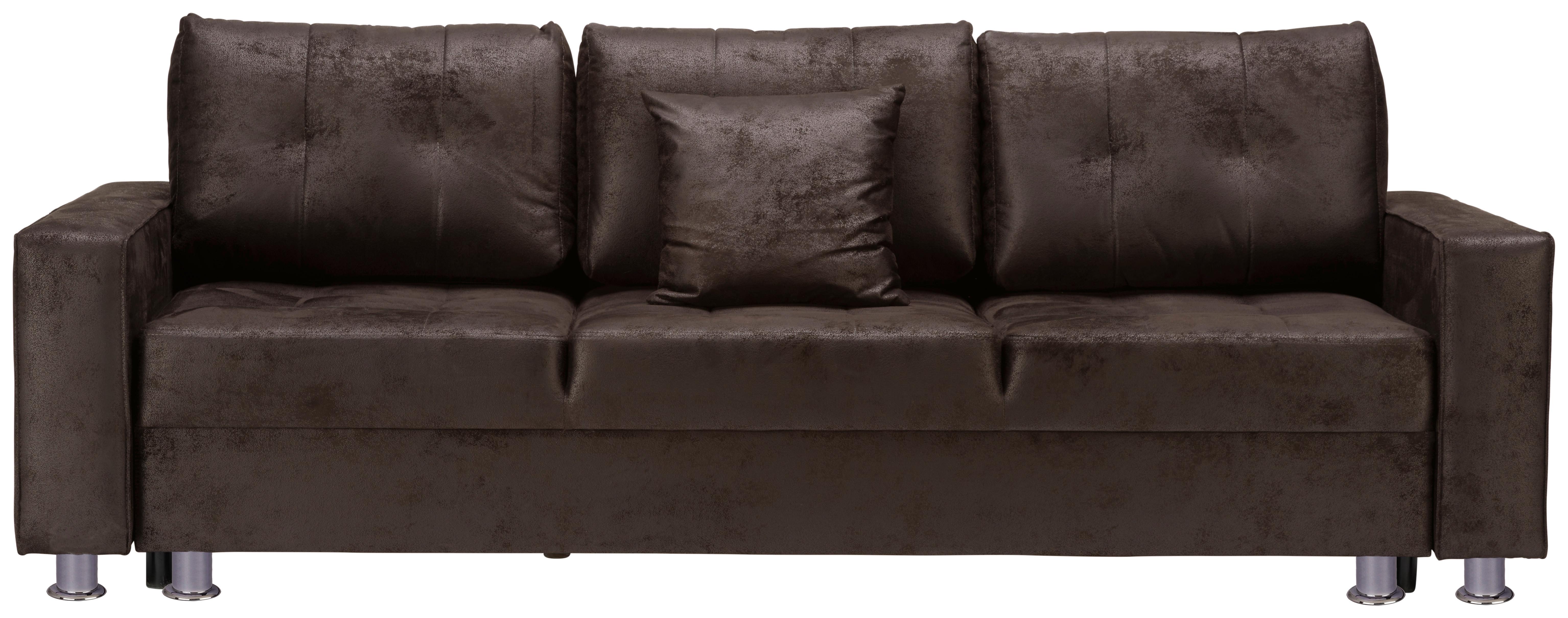 3-Sitzer-Sofa mit Schlaffunkt. Francesco Dunkelbraun - Chromfarben/Dunkelbraun, MODERN, Textil (236/86/98cm) - Livetastic