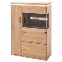 Highboard teilmassiv B: 90 cm Barcelona Eichefarben - Eichefarben, Design, Glas/Holz (90/128/37cm) - Livetastic
