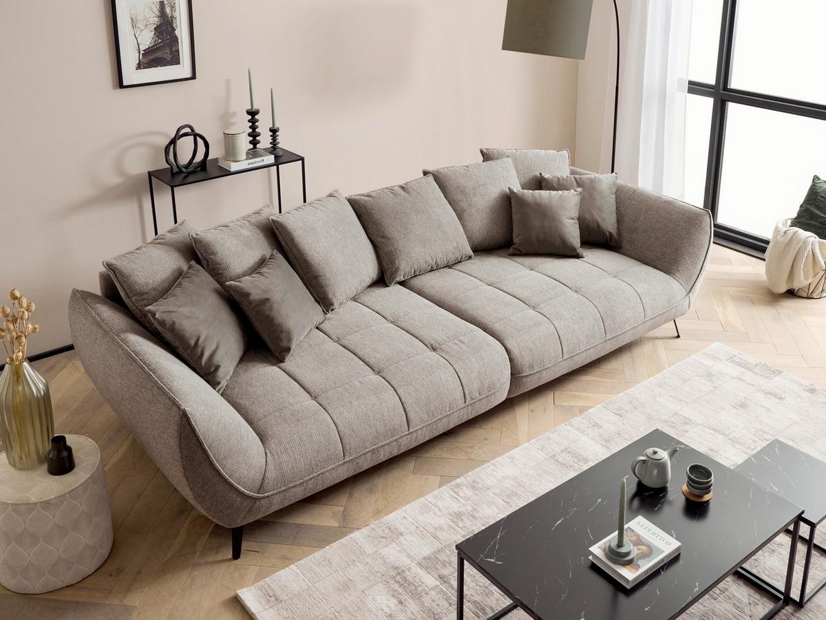 Bigsofa Triton Taupe B: 311 Cm - Taupe/Schwarz, Design, Textil (311/95/130cm) - Livetastic