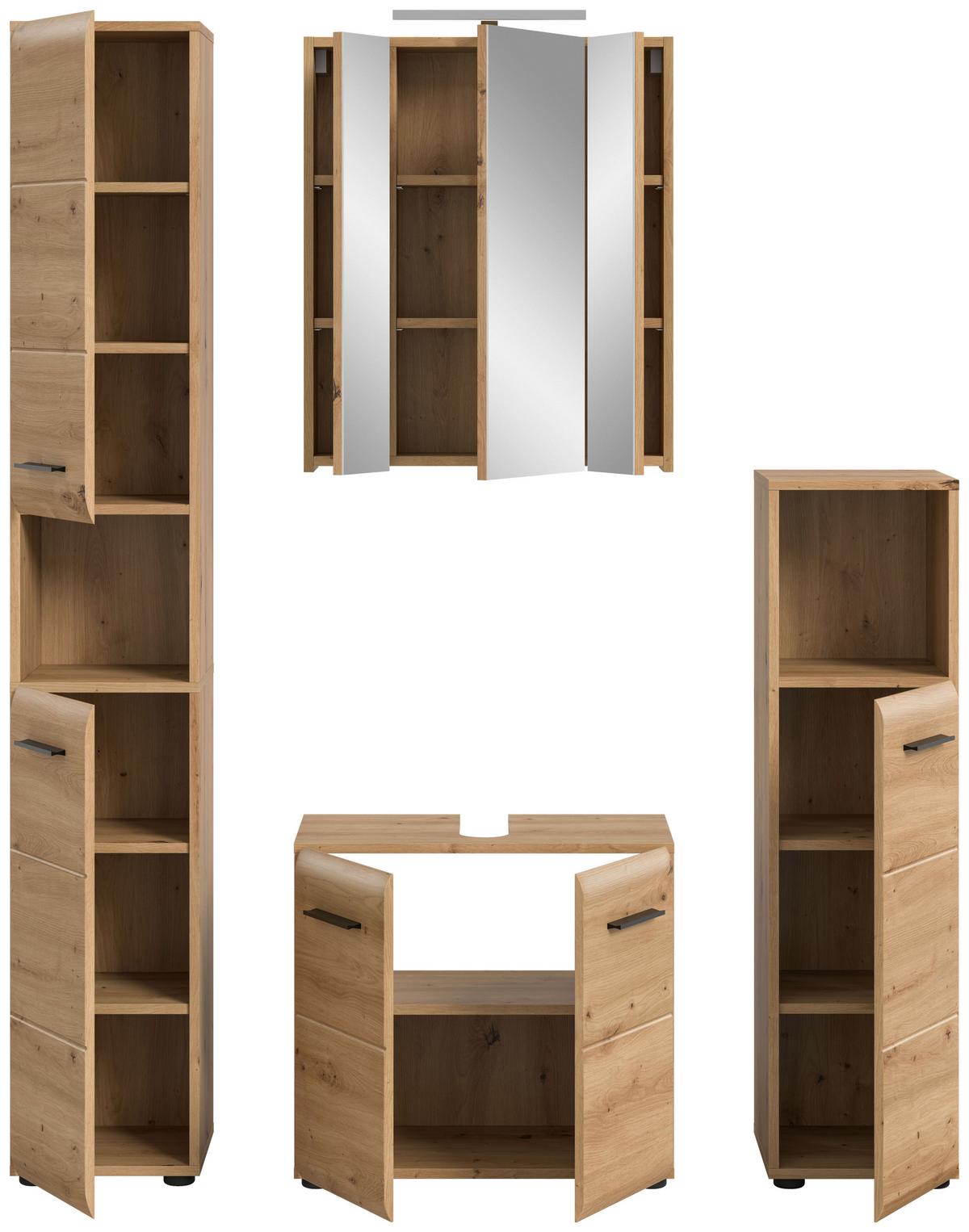 Badezimmer Ice Eiche Artisan Dekor B: 120cm - Schwarz/Eiche Artisan, Basics, Holzwerkstoff (120cm) - MID.YOU