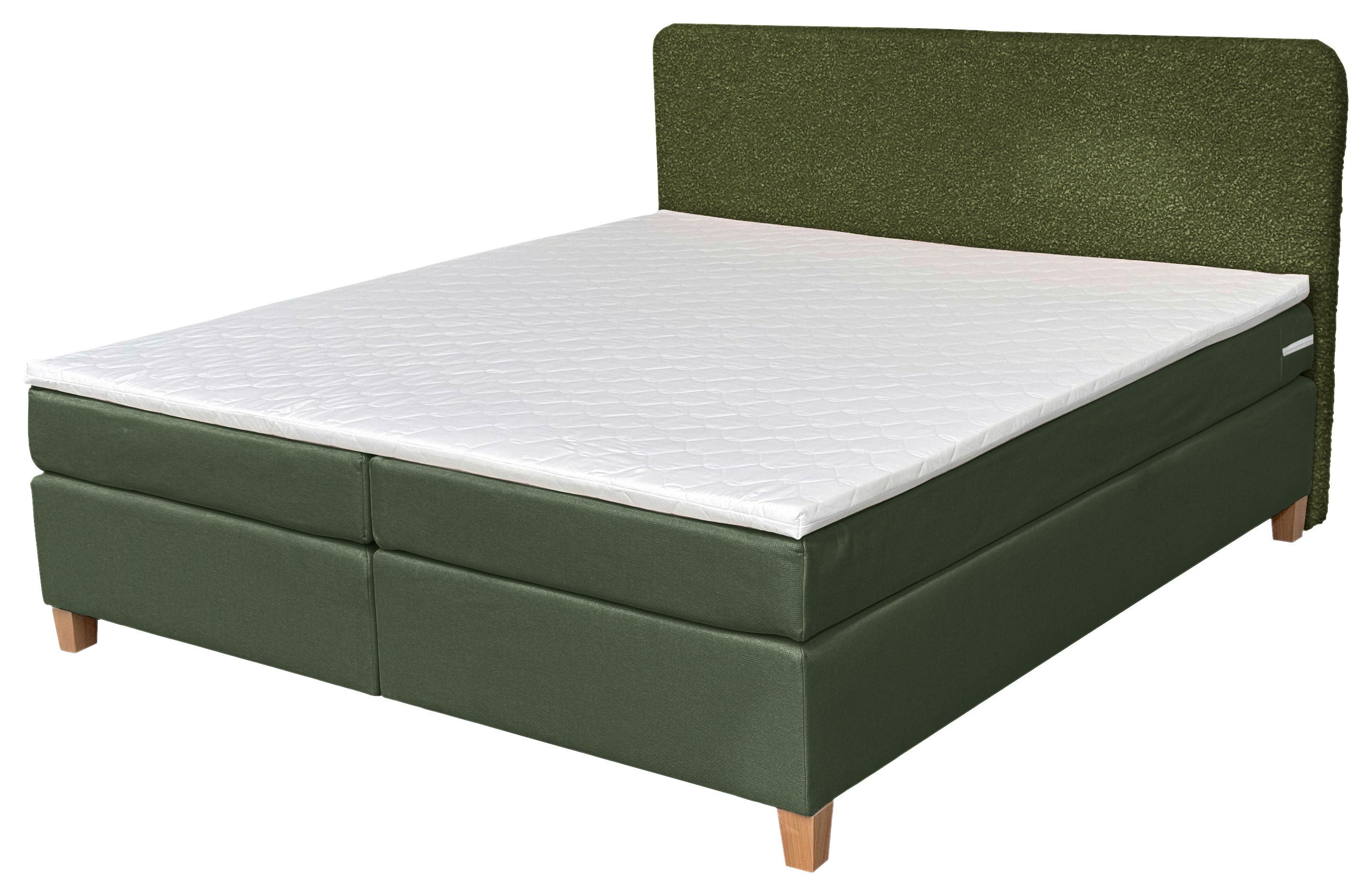 Boxbett Mit Topper Rolf Dunkelgrün 180x200 Cm - Dunkelgrün, Basics, Holzwerkstoff/Textil (180/200cm) - Livetastic