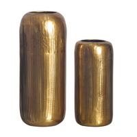 DEKOVASE 2er Set Goldfarben B: 16 cm - Goldfarben, Design, Metall - Livetastic