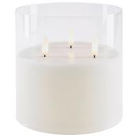 Led-kerze Ingrid - Klar/Weiß, Basics, Glas/Naturmaterialien (15/15cm) - James Wood