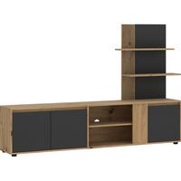 Wohnwand Caneva 2 Anthrazit/Eichefarbe B:202,5cm - Anthrazit/Eiche Artisan, Design, Holzwerkstoff (202,5/133,5/40,3cm) - Livetastic