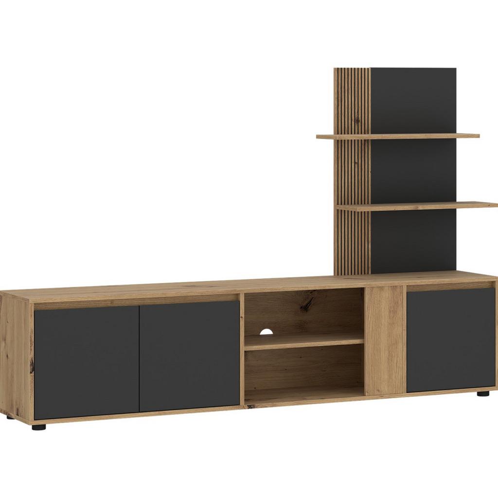 Wohnwand Caneva 2 Anthrazit/Eichefarbe B:202,5cm