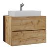 Waschbecken mit Unterschrank B: 60 cm Eiche Dekor - Honigeiche/Eichefarben, MODERN, Keramik/Holzwerkstoff (60cm) - MID.YOU