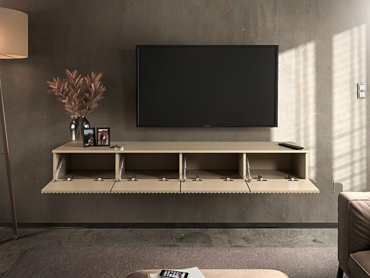 SKRINKA POD TV LANAI - kašmírová, Modern, kompozitné drevo (180/25/40cm)