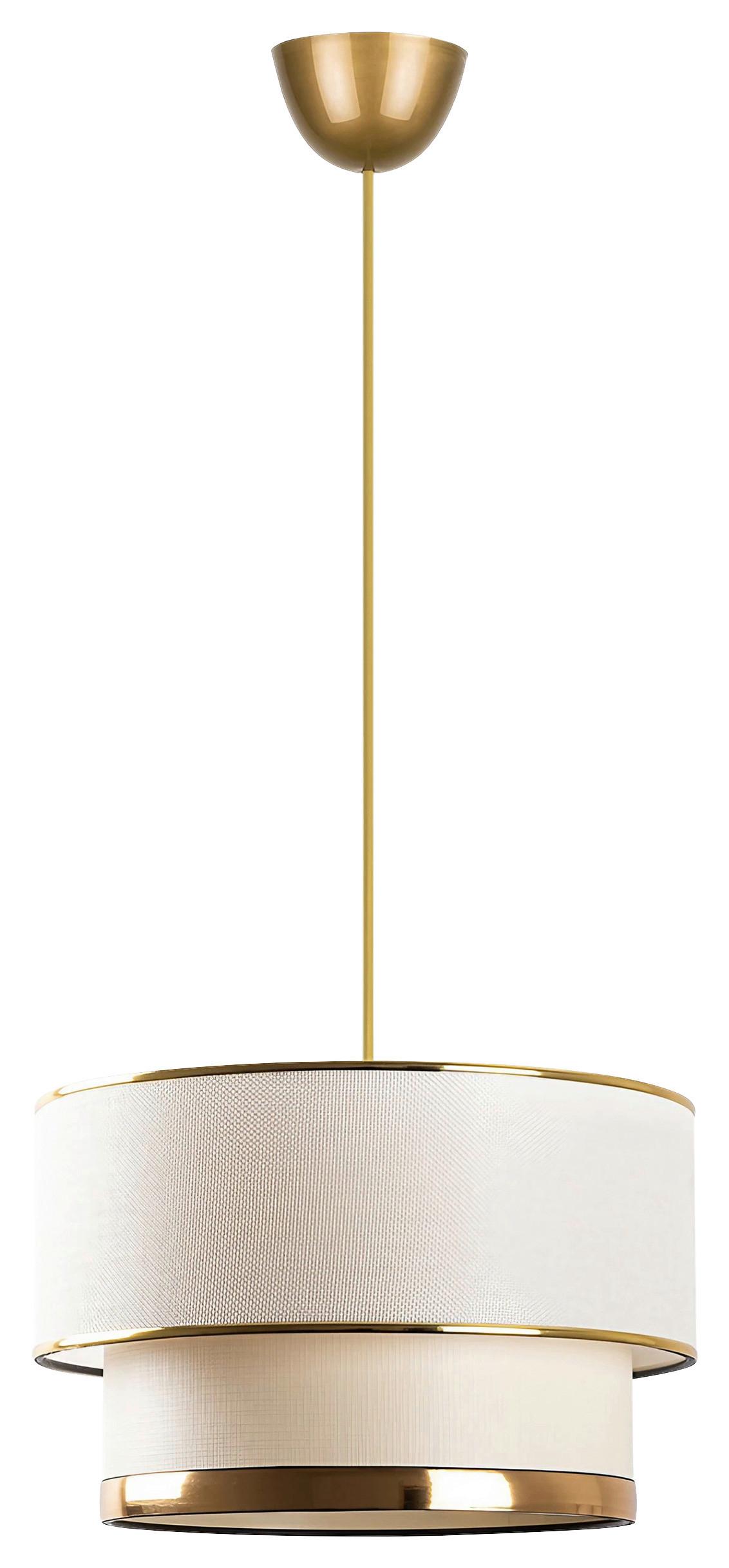 Hängeleuchte Cake - Cream, Gold - Goldfarben/Creme, Design, Textil/Metall (30/65cm) - P & B