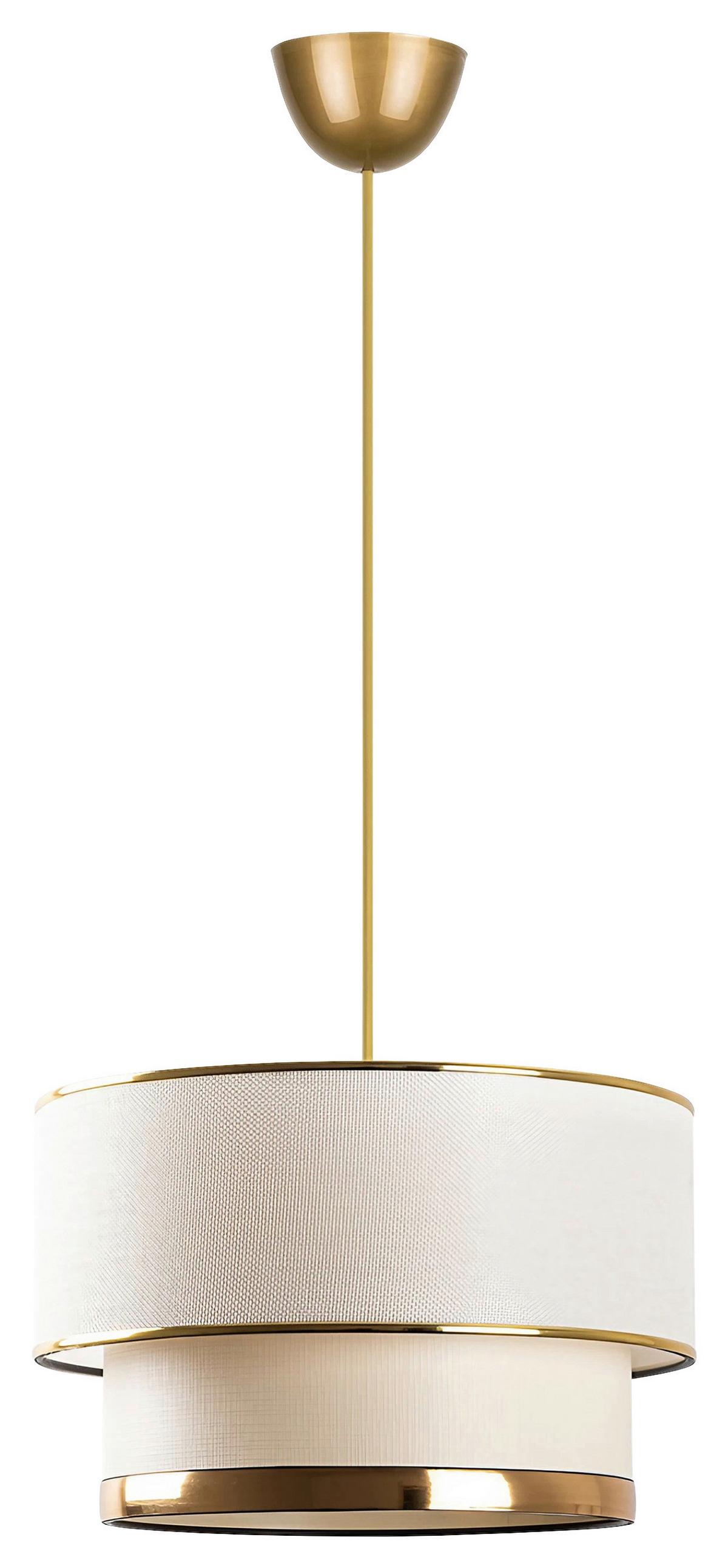 Hängeleuchte Cake - Cream, Gold - Goldfarben/Creme, Design, Textil/Metall (30/65cm) - P & B