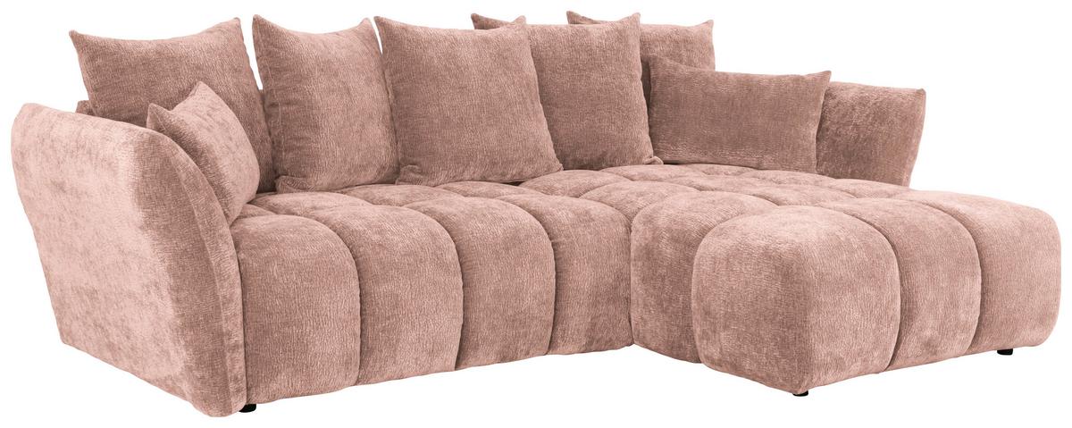 Univerzálna sedačka CAMMELLIO, ružová ženilka, 7 vankúšov - čierna/ružová, Modern, textil (296/189cm) - Mömax