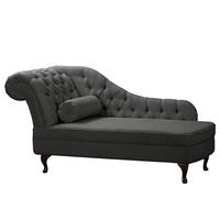 Récamiere Pako Dunkelgrau B: 185cm - Dunkelgrau/Braun, Design, Textil (185/93/75cm) - Livetastic