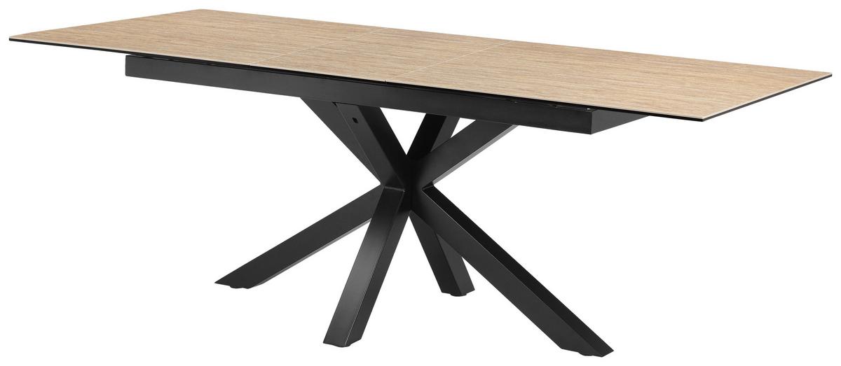 Esstisch Lotus Schwarz/Beige L: 168-210 cm - Beige/Schwarz, MODERN, Glas/Keramik (168-210/90/76cm) - MID.YOU