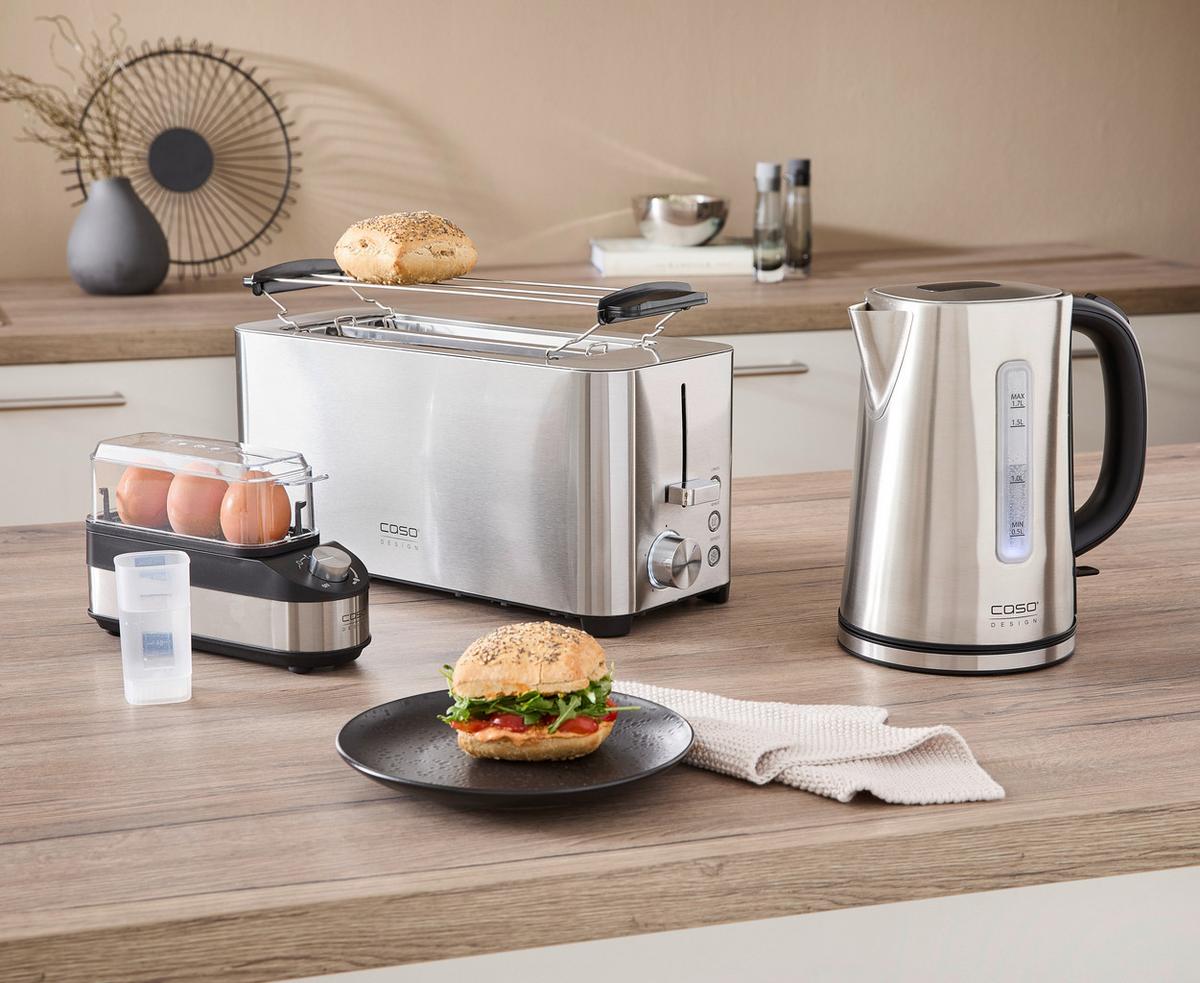 Wasserkocher 1886 - Edelstahlfarben/Schwarz, Basics (15,5/24/22cm) - CASO Design