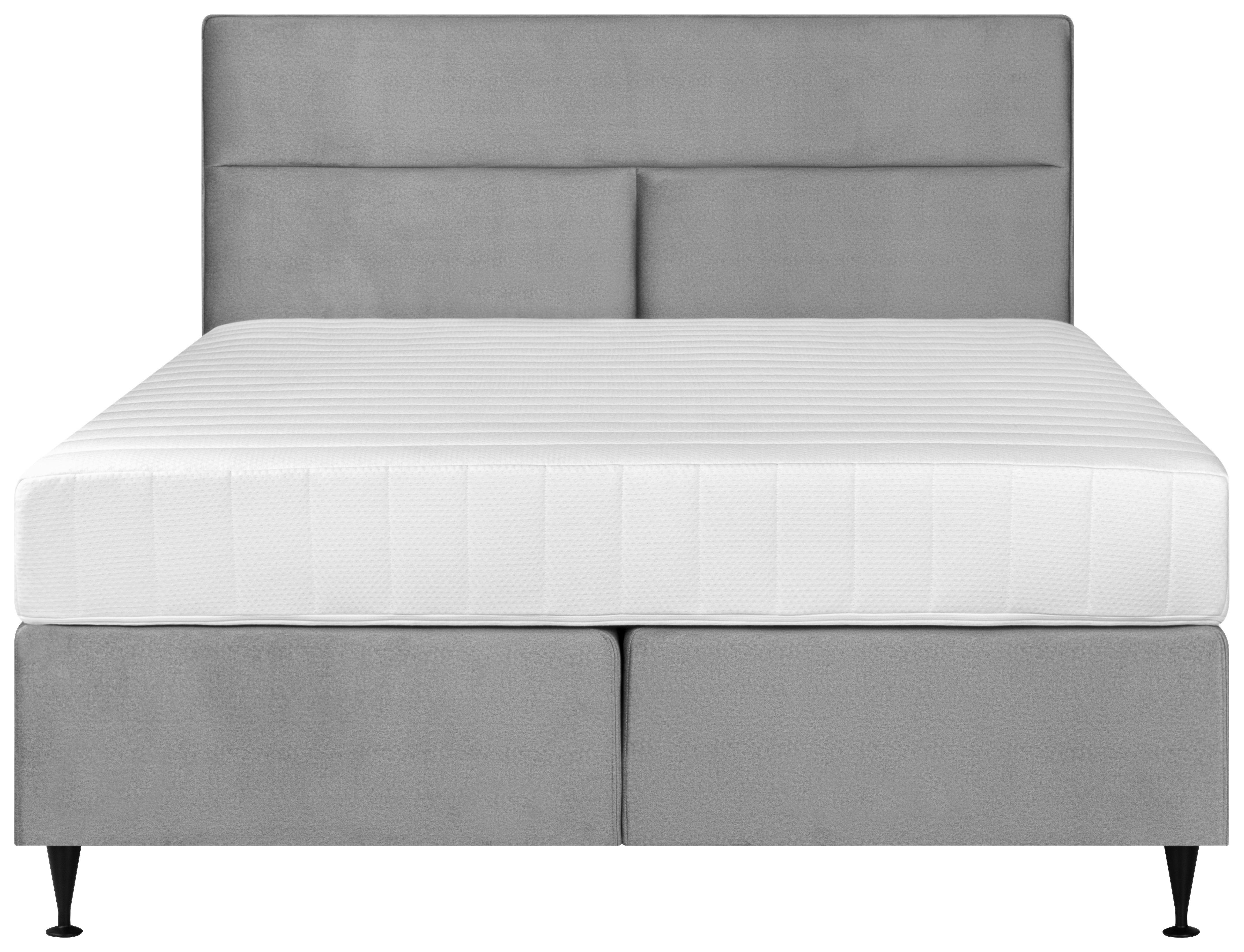 Boxspringbett mit Matratze 180x200 cm Magnus - Schwarz/Grau, MODERN, Textil (180/200cm) - Livetastic