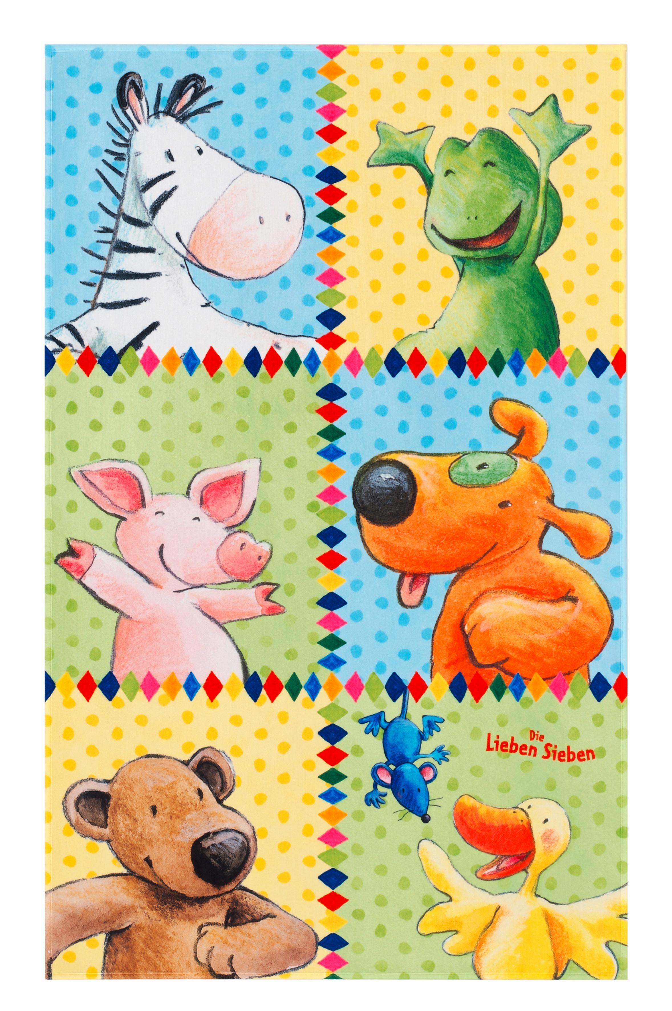 Kinderteppich Tiere Multicolor Die Lieben Sieben 140x200 Cm - Blau/Gelb, Trend, Textil (140/200cm)