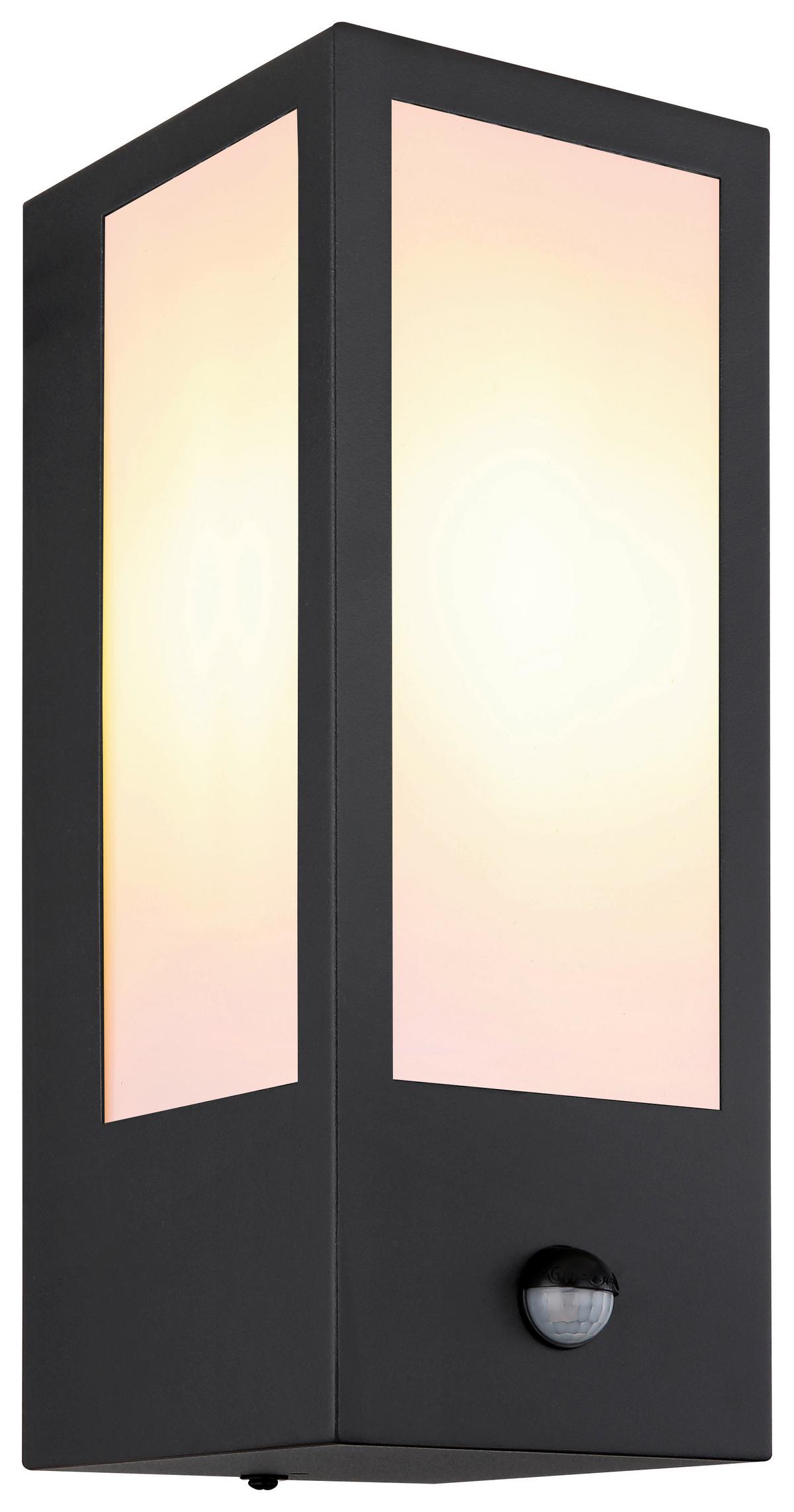 Außenleuchte Gundula 60 Watt Wandmontage - Opal/Schwarz, Basics, Kunststoff/Metall (12/32cm) - Globo