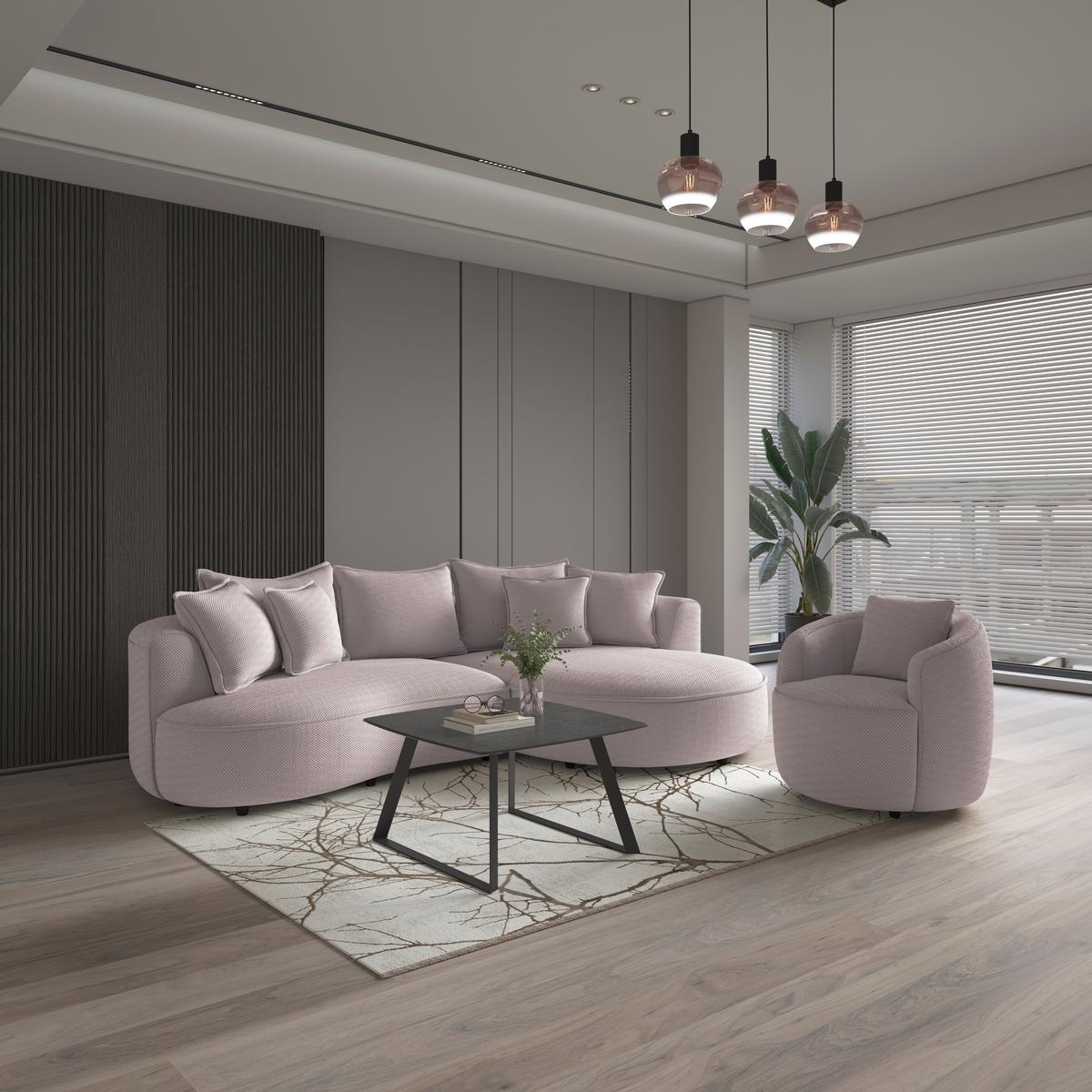 Sessel Pina - Hellrosa/Schwarz, MODERN, Textil (81/74/81cm)