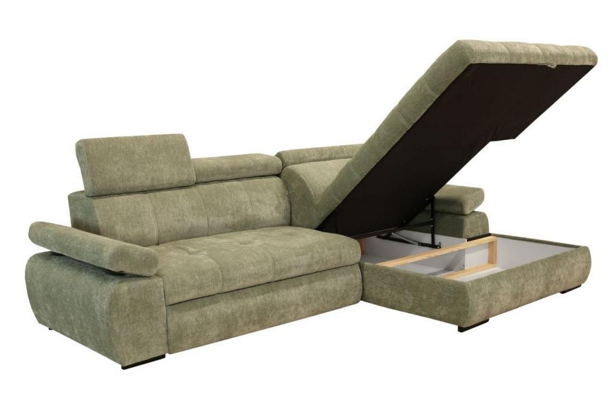 Rohová sedačka VEGAS, pravá, šalviovozelená ženilka - čierna/šalviovozelená, Design, drevo/textil (294/173cm)