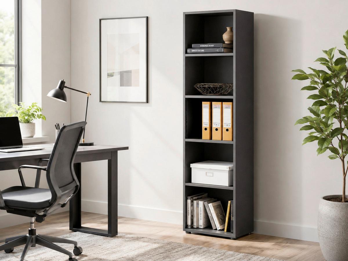 AKTENREGAL REGAL HOCH/SCHMAL - Anthrazit/Schwarz, LIFESTYLE, Holzwerkstoff (44,1/185,6/33cm) - MID.YOU