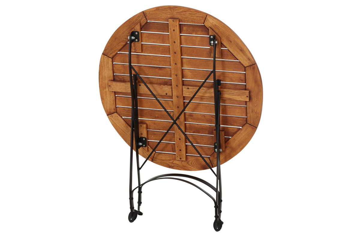 Gartentisch Klappbar Robinienholz/Metall ⌀ 85 cm - Robinienfarben/Schwarz, KONVENTIONELL, Holz/Metall (85/85/78cm) - Siena Garden