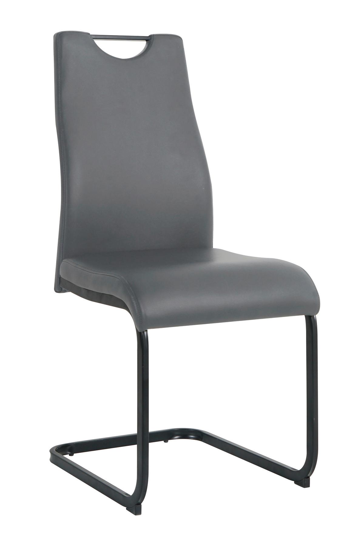 Stuhl-set Lederlook Grau, B: 42cm - Schwarz/Grau, Design, Kunststoff/Textil (42/98/56cm) - Livetastic