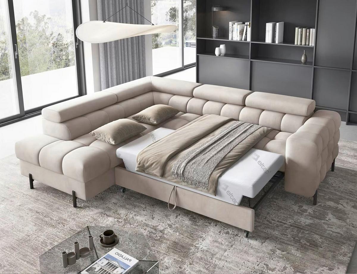 Ecksofa Ferucce Beige S: 200x276 cm - Beige/Schwarz, Design, Textil (200/276cm) - MID.YOU