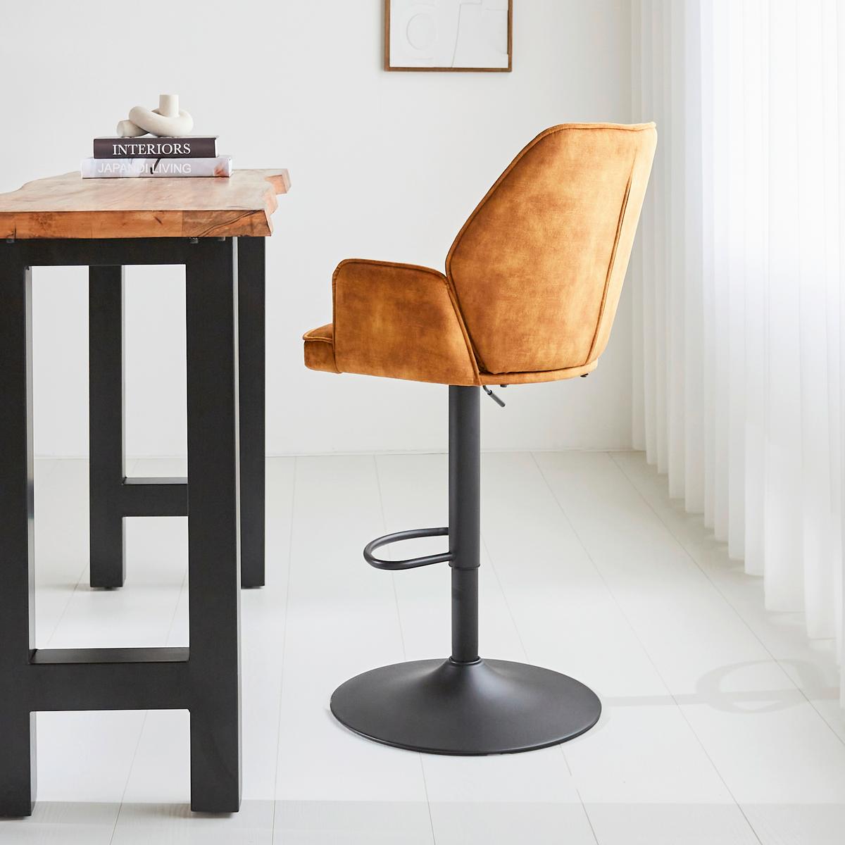 Barhocker-Set Donny Cognac B: 54 cm - Cognac/Goldfarben, MODERN, Textil/Metall (54/100/58cm) - MID.YOU