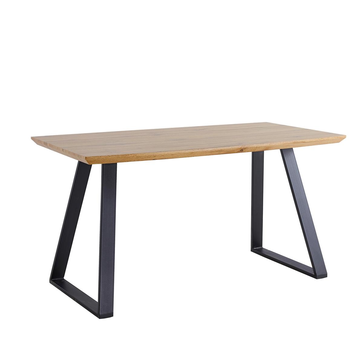 Esstisch 140x80 Eiche Dekor - Eichefarben/Schwarz, Design, Holzwerkstoff/Metall (140/80/75cm) - Livetastic