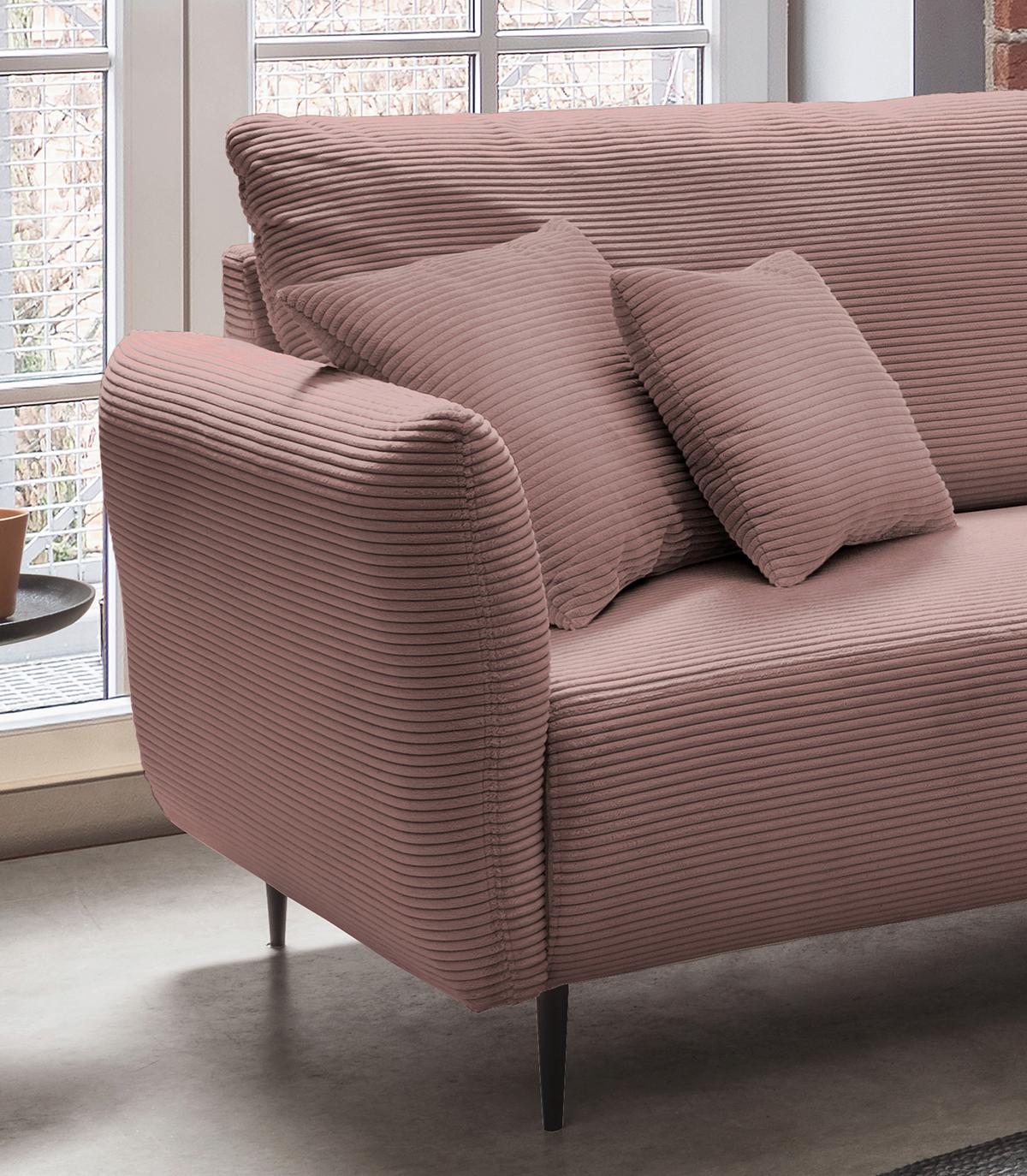 Ecksofa Vanilla Rosa S: 256x256 cm - Schwarz/Rosa, Design, Textil (256/256cm) - Livetastic