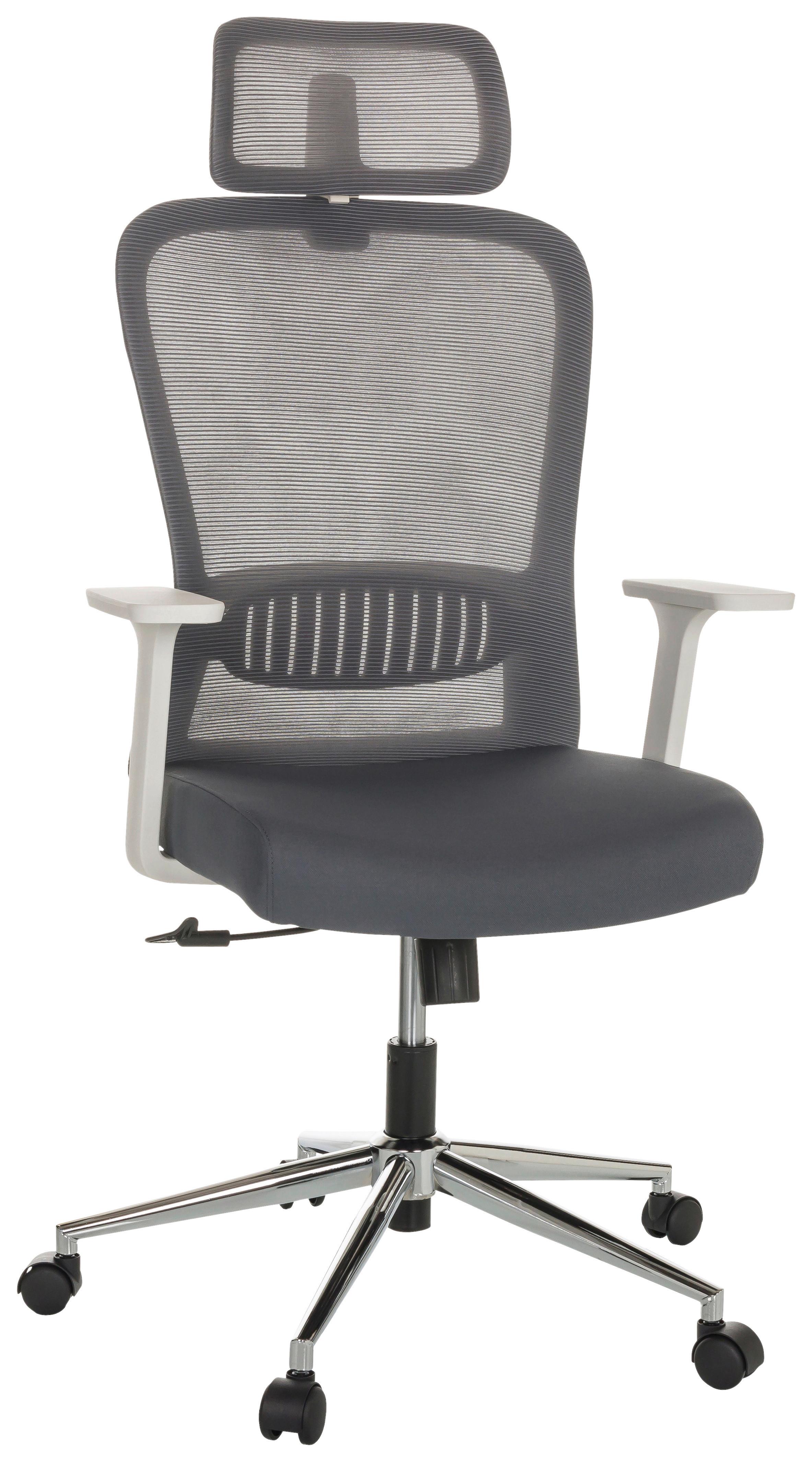 Drehstuhl Belaia W - Silberfarben/Grau, Basics, Kunststoff/Textil (66/113-130/60cm) - MID.YOU