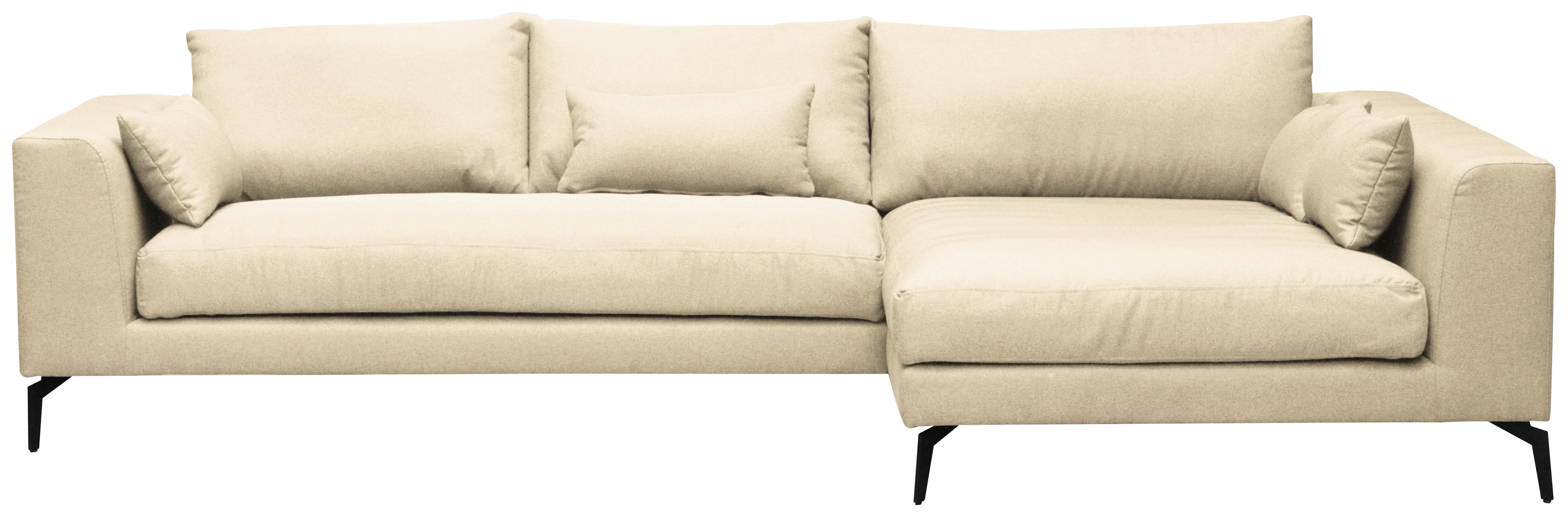 Ecksofa Berlin Webstoff Creme 313x172 Cm - Creme/Schwarz, Design, Textil (313/172cm) - Livetastic