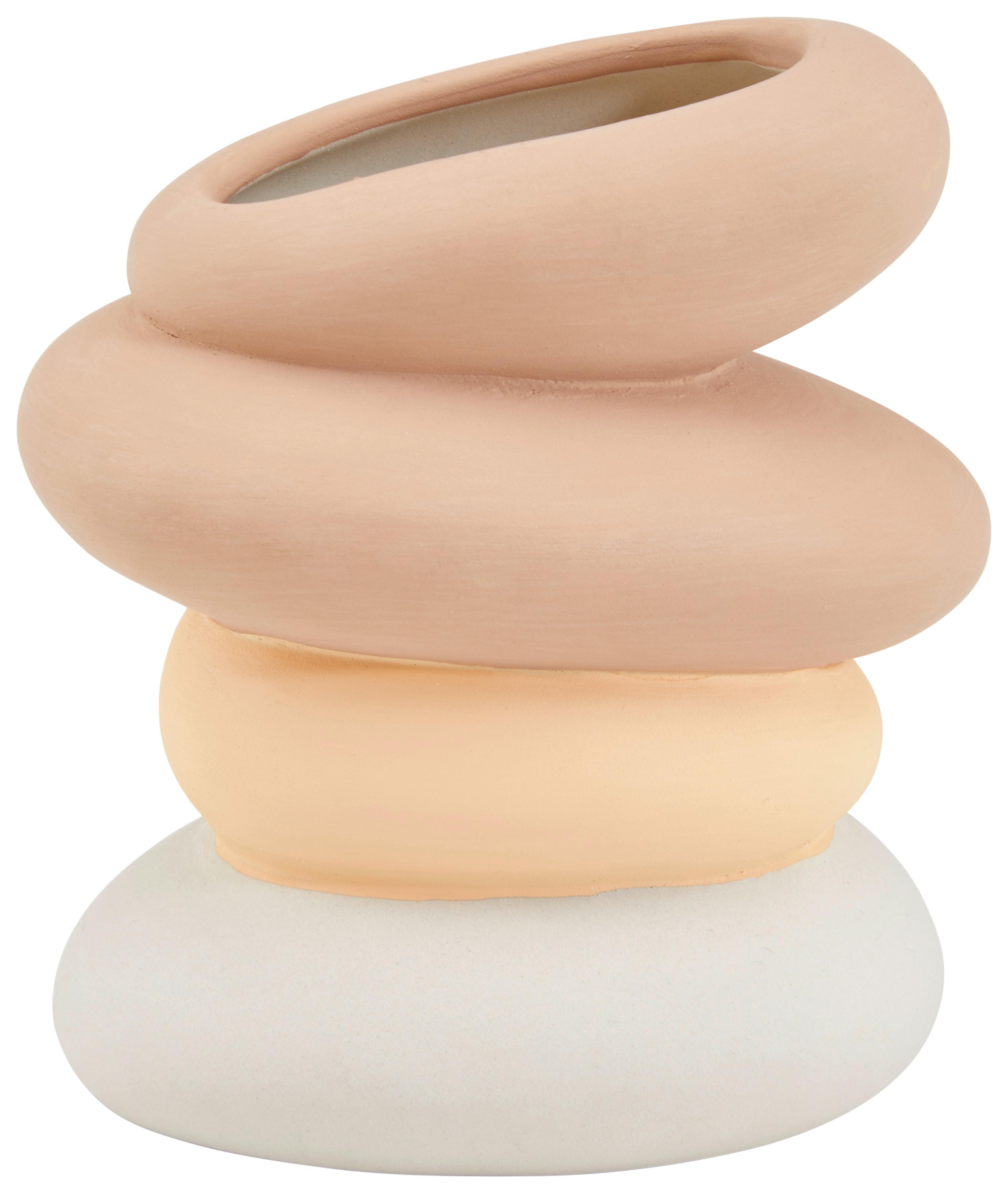 Vase Sylvan Organisch Keramik H: 13 cm - Beige/Grau, MODERN, Keramik (11,5/13/7,5cm) - Luca Bessoni