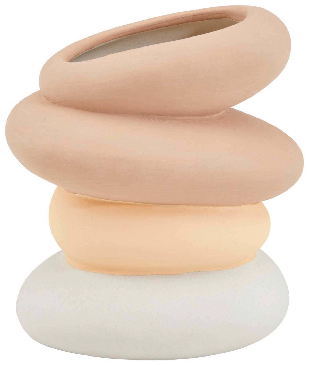 Vase Sylvan Organisch Keramik H: 13 Cm - Beige/Grau, MODERN, Keramik (11,5/13/7,5cm) - Luca Bessoni