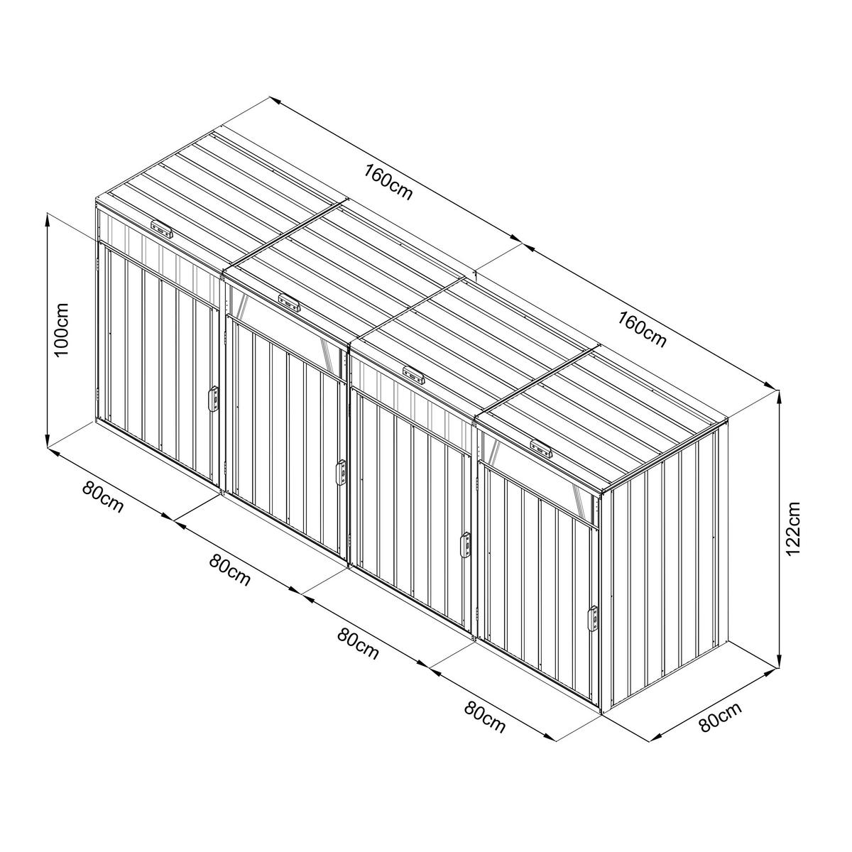 Mülltonnenbox A093.010.40 - Anthrazit, KONVENTIONELL, Metall (80/122/320cm) - Ambia Garden