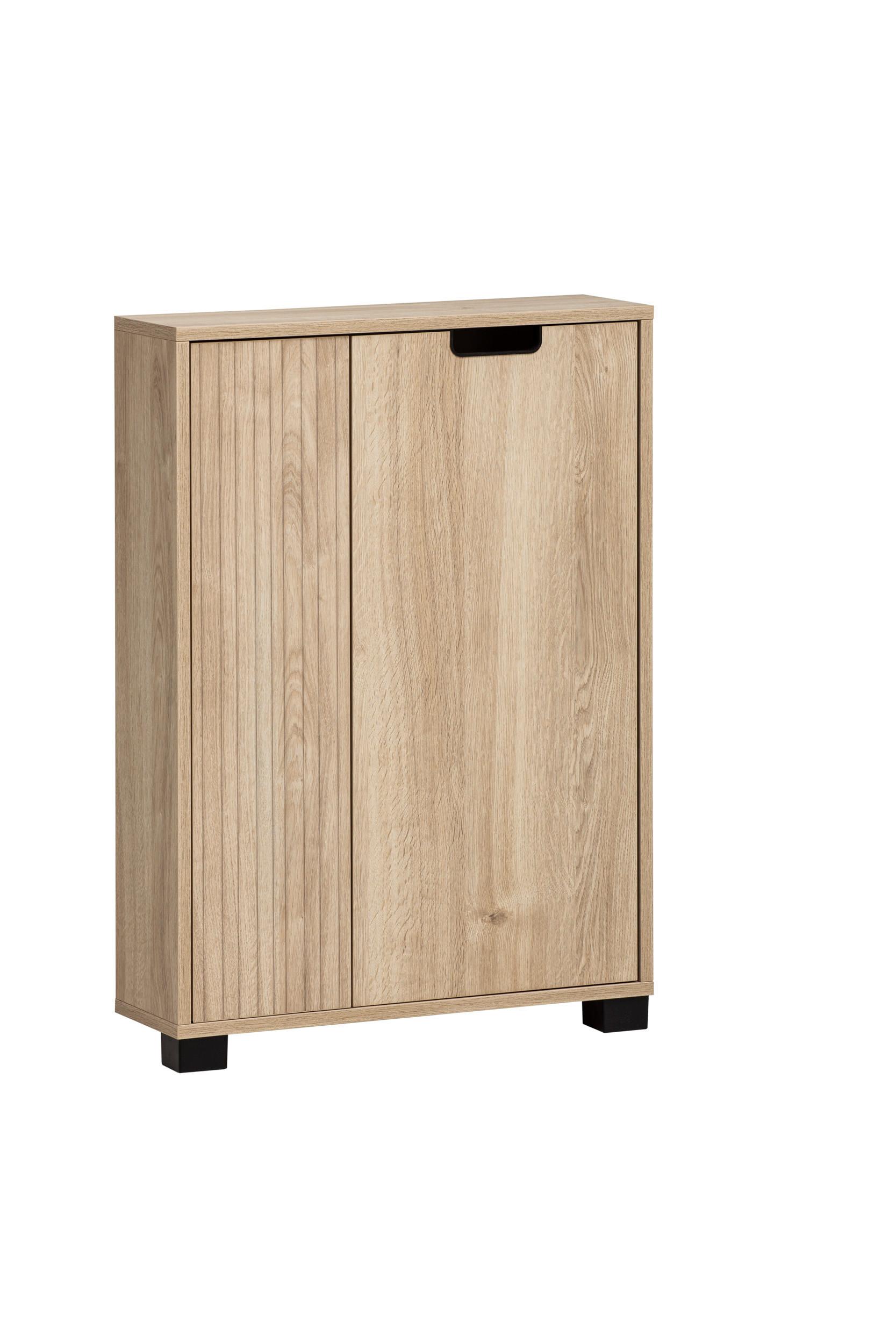 Unterschrank Emmik, Eiche Artisan B: 59,8 - Schwarz/Eiche Artisan, Design, Holzwerkstoff (59,8/85,2/19,55cm) - MID.YOU